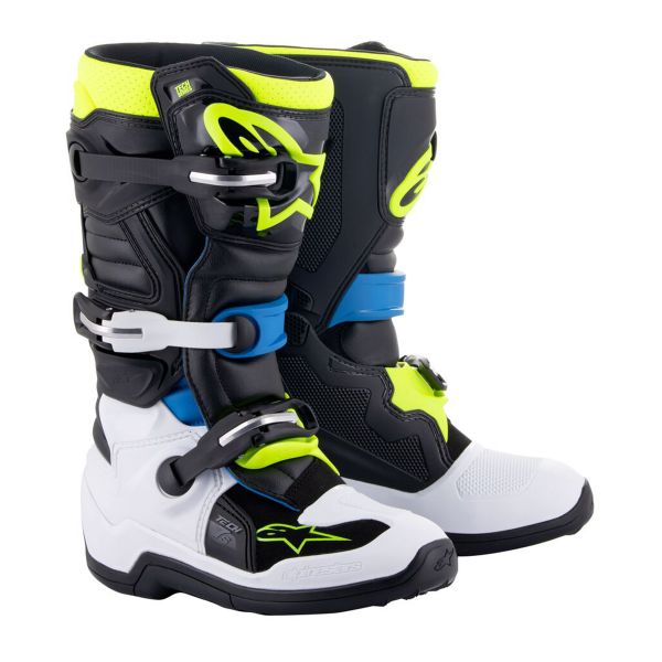 Cross Stiefel Alpinestars TECH 7 S Black Enamel Blue Yellow Fluo Kid Cross Stiefel Alpinestars TECH 7 S Black Enamel Blue Yellow Fluo Kid