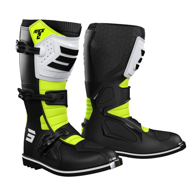 Cross Stiefel SHOT Race 2 Black White Neon Yellow Kid