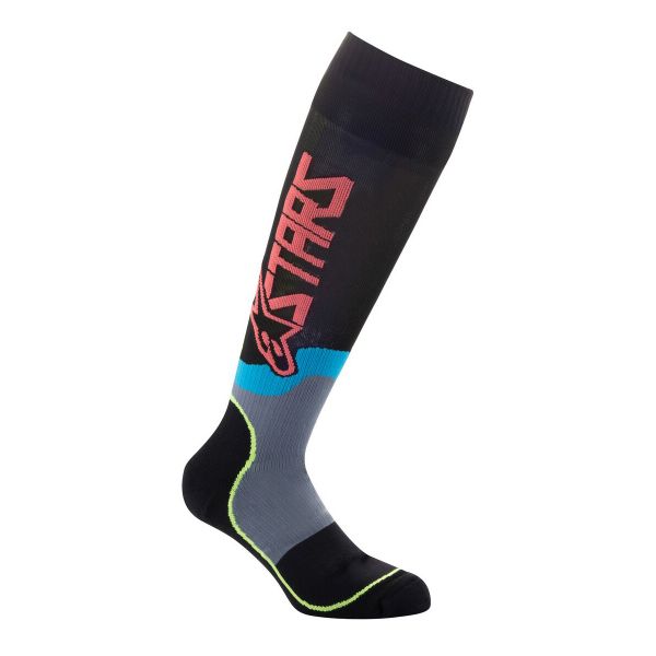 Cross Socken Alpinestars Mx Plus-2 Socks Black Yellow Fluo Coral Cross Socken Alpinestars Mx Plus-2 Socks Black Yellow Fluo Coral