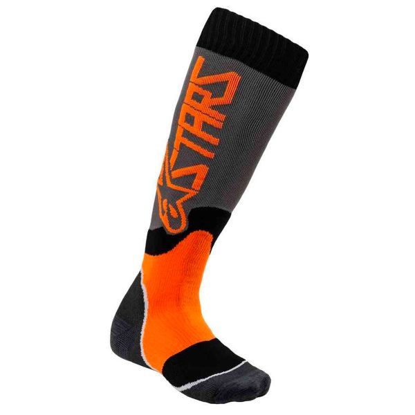 Cross Socken Alpinestars Mx Plus-2 Socks Cool Grey Orange Fluo Kid