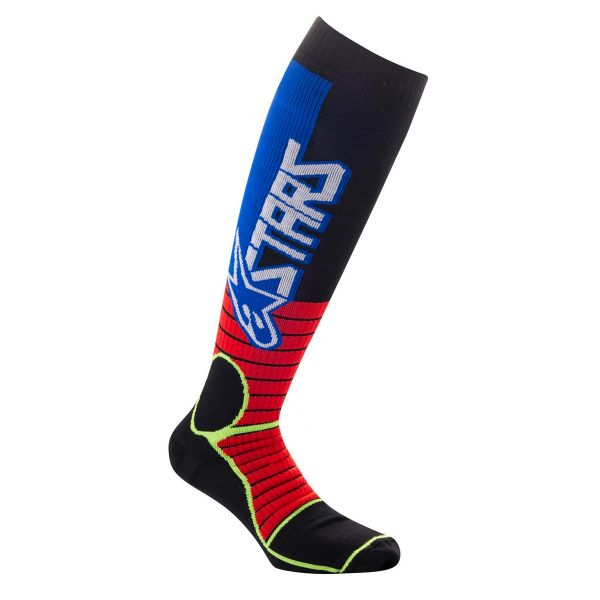 Cross Socken Alpinestars Mx Pro Socks Bright Red Yellow Fluo Blue