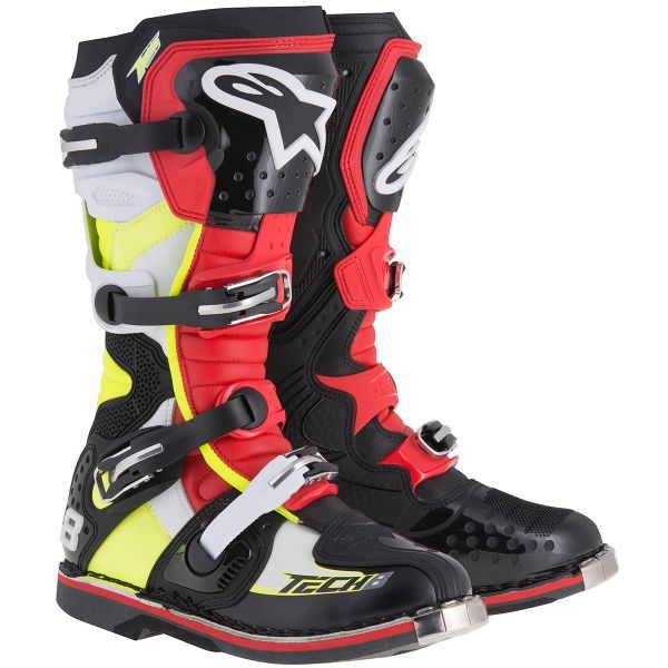 Cross Stiefel Alpinestars Tech 8 RS Black Red Yellow Fluo