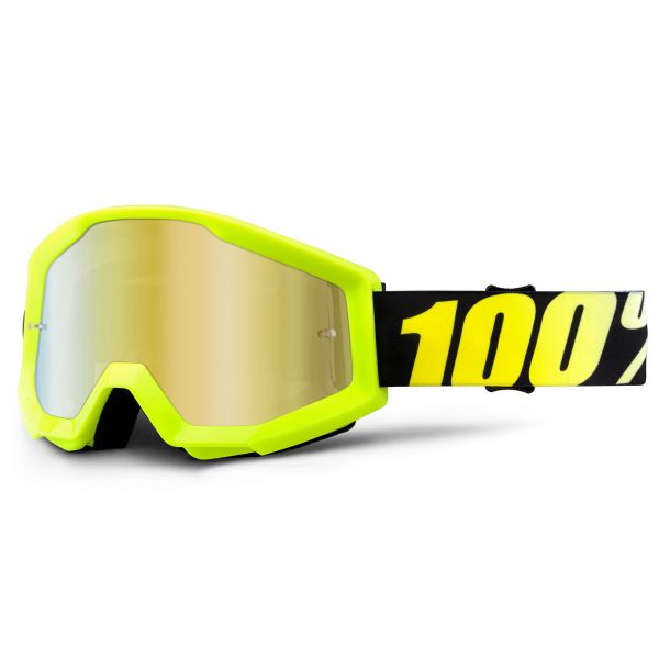 Crossbrille 100% Strata Neon Yellow Mirror Gold Lens