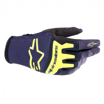 Cross Handschuhe Alpinestars Techstar Gloves Night Navy Yellow Fluo