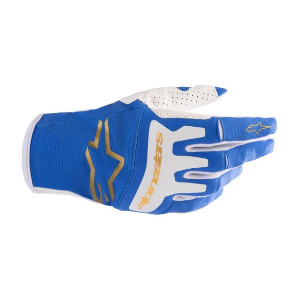 Cross Handschuhe Alpinestars Techstar Gloves Ucla Blue Brushed Gold