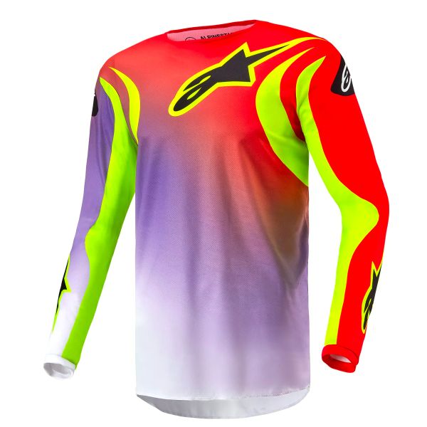 Cross Trikot Alpinestars Fluid Lucent White Neon Red Yellow Fluo