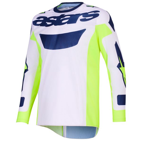 Cross Trikot Alpinestars Racer Air Riway Jersey Light Gray Yellow Fluo Blue