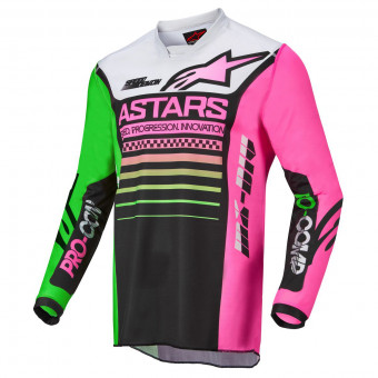 Cross Trikot Alpinestars Racer Compass Black Green Neon Pink Fluo