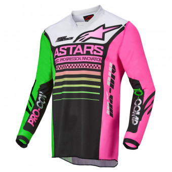 Cross Trikot Alpinestars Racer Compass Black Green Neon Pink Fluo Kids
