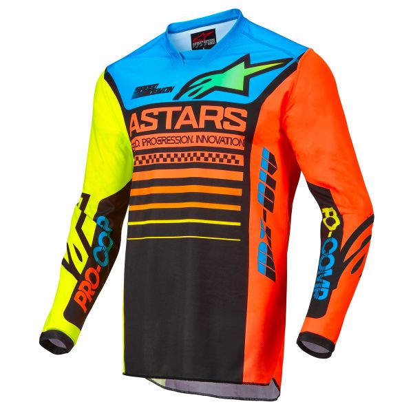 Cross Trikot Alpinestars Racer Compass Black Yellow Fluo Coral Cross Trikot Alpinestars Racer Compass Black Yellow Fluo Coral