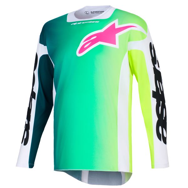 Cross Trikot Alpinestars Racer Portl Jersey Green White Black