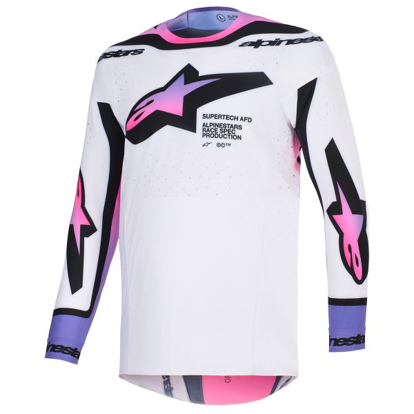 Cross Trikot Alpinestars Supertech Pro Vista Jersey White Purple Black