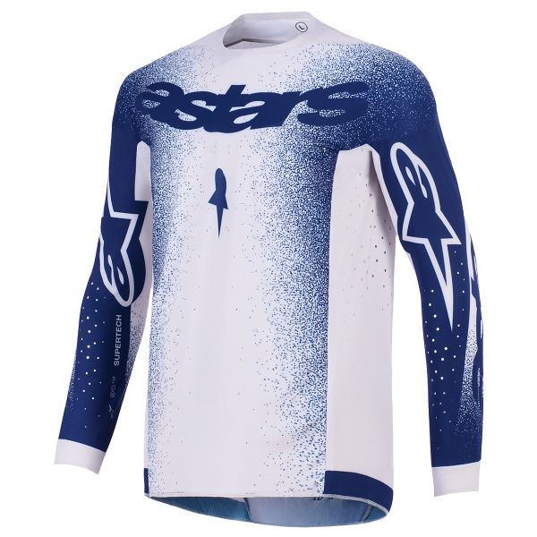 Cross Trikot Alpinestars Supertech Scenz Jersey Light Gray Dark Blue