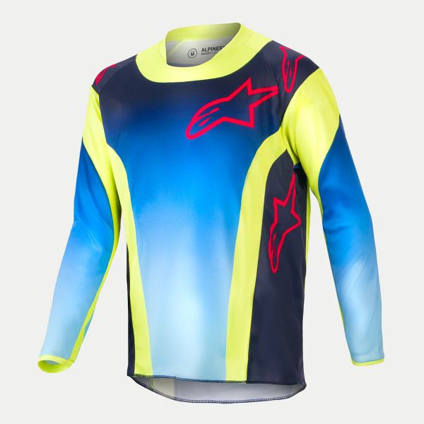 Cross Trikot Alpinestars Youth Racer Hoen Yellow Fluo Blue Night Navy