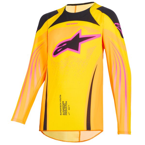 Cross Trikot Alpinestars Youth Supertech Nomur Jersey Orange Yellow Pink
