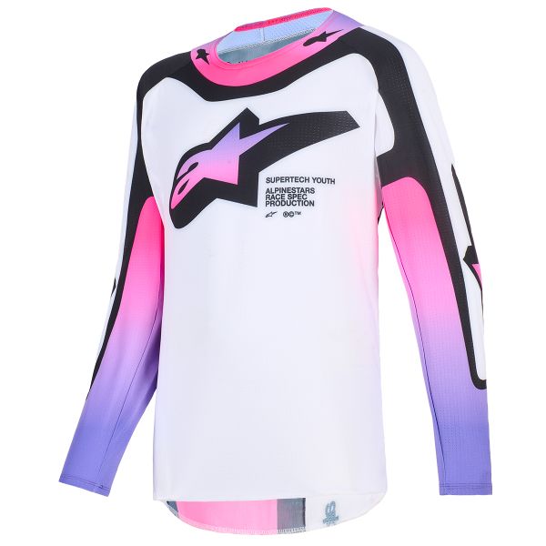 Cross Trikot Alpinestars Youth Supertech Vista Jersey White Purple Black