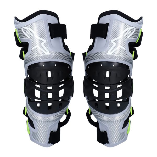 Cross Knieprotektoren Alpinestars Bionic-7 Knee Brace Set Silver Yellow Fluo