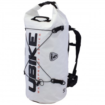 Motorrad-Rucksack UBIKE Cylinder Bag 50 L Wei Schwarz