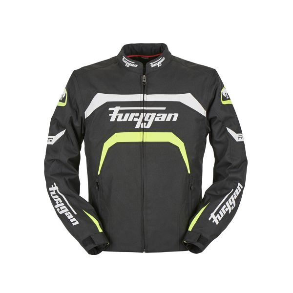Motorradjacke Furygan Arrow Black White Yellow Fluo