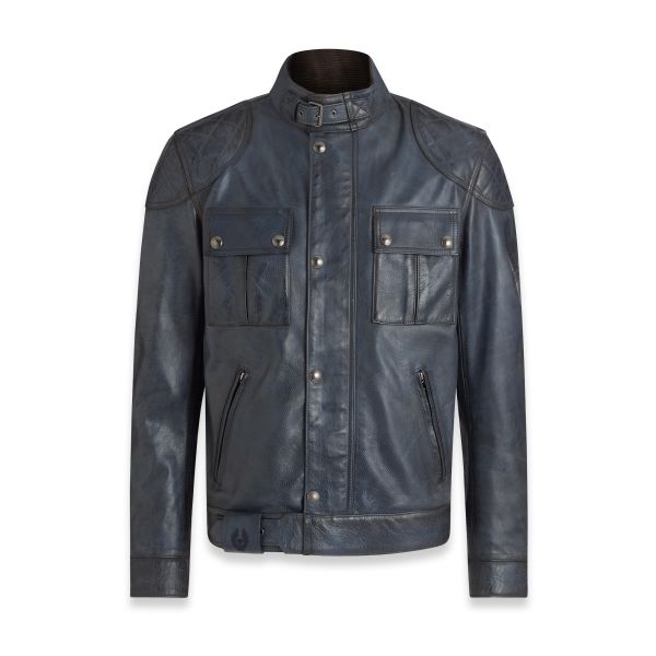 Motorradjacke Belstaff Brooklands Leather Insignia Blue
