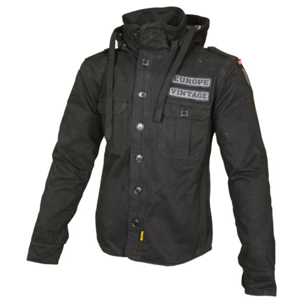 Motorradjacke Booster Hoodie Kevlar Army Black