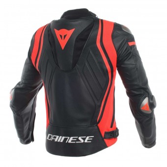 Dainese Mugello Leather Black Fluo Red