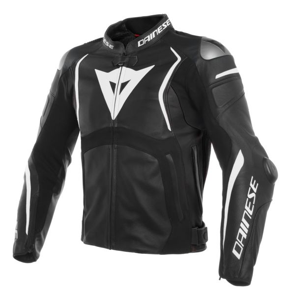 Motorradjacke Dainese Mugello Leather Black White Motorradjacke Dainese Mugello Leather Black White