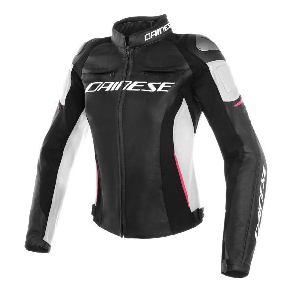 Motorradjacke Dainese Racing 3 Lady Black White Fuchsia
