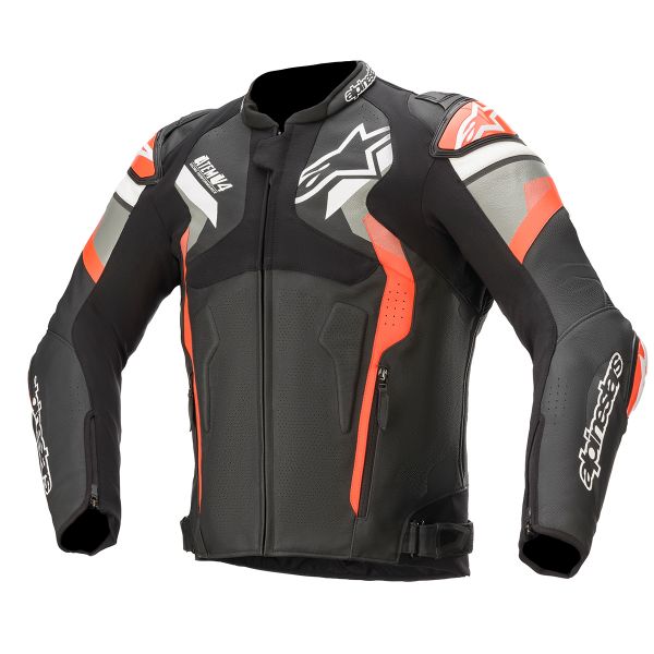 Motorradjacke Alpinestars Atem V4 Black Mid Gray Red Fluo