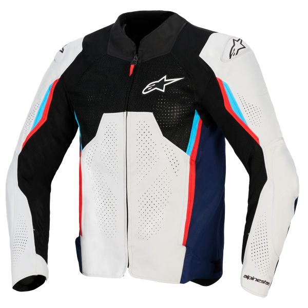 Motorradjacke Alpinestars Ast V3 Air Silver Deep Blue Bright Red