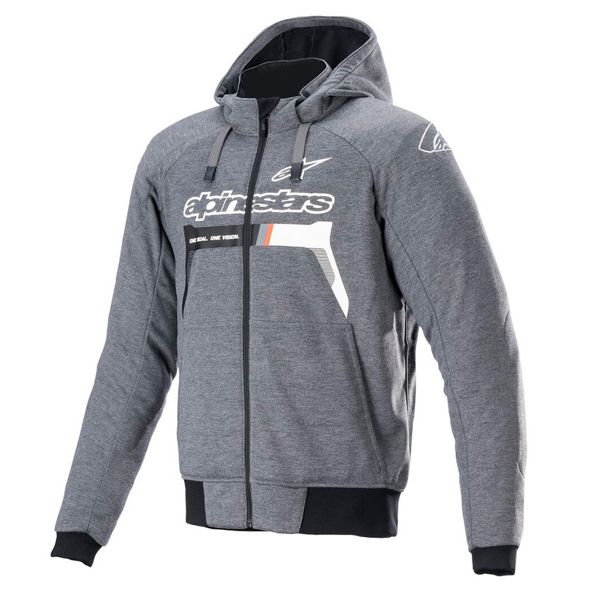 Motorradjacke Alpinestars Chrome Ignition Hoodie Melange Dark Grey White Motorradjacke Alpinestars Chrome Ignition Hoodie Melange Dark Grey White