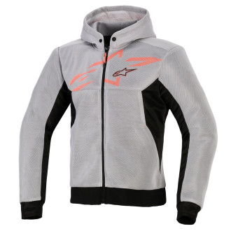 Motorradjacke Alpinestars Chrome Superairflow Hoodie Black Mid Gray Red Fluo