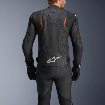Alpinestars Dusk Airflow Leather Black Red Fluo