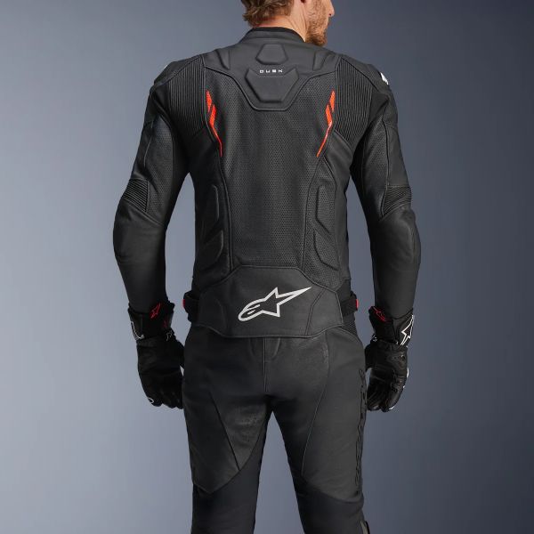 Alpinestars Dusk Airflow Leather Black Red Fluo
