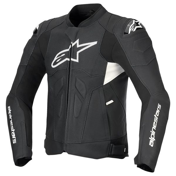 Motorradjacke Alpinestars Dusk Airflow Leather Black White Motorradjacke Alpinestars Dusk Airflow Leather Black White