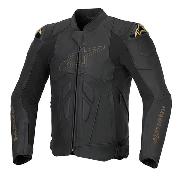 Motorradjacke Alpinestars Dusk Leather Black Laser Motorradjacke Alpinestars Dusk Leather Black Laser