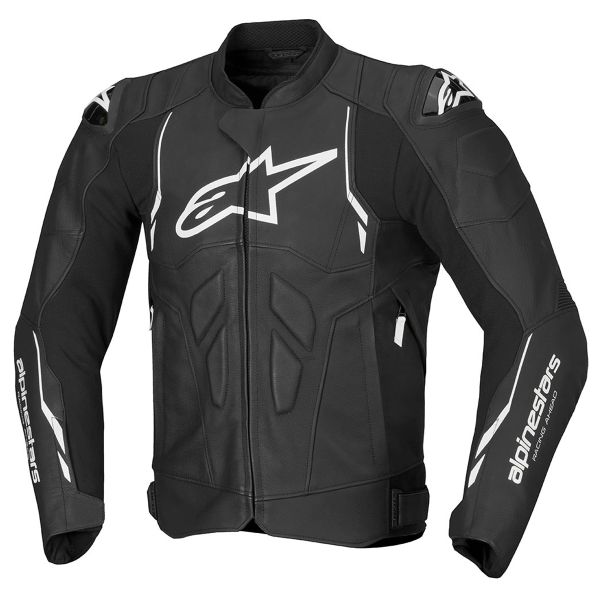 Motorradjacke Alpinestars Dusk Leather Black White Motorradjacke Alpinestars Dusk Leather Black White