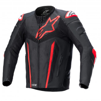 Motorradjacke Alpinestars Fusion Leather Black Red Fluo