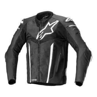 Motorradjacke Alpinestars Fusion Leather Black White Metallic Grey