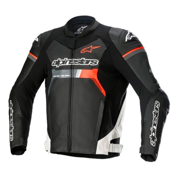 Motorradjacke Alpinestars GP Force Leather Black White Red Fluo
