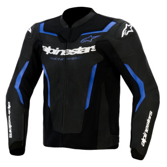 Motorradjacke Alpinestars GP Force V2 Leather Airflow Black Metallic Blue