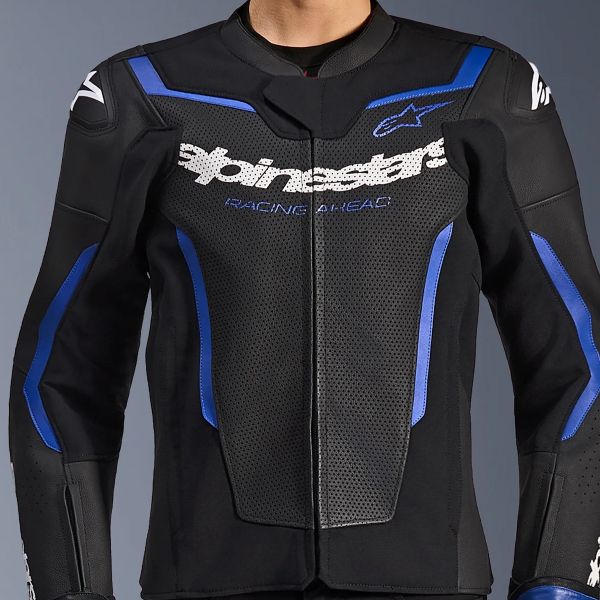 Alpinestars GP Force V2 Leather Airflow Black Metallic Blue