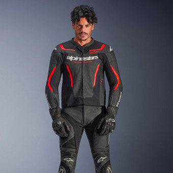 Alpinestars GP Force V2 Leather Airflow Black Red Fluo