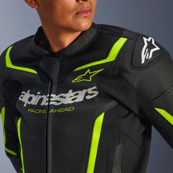 Alpinestars GP Force V2 Leather Airflow Black Yellow Fluo