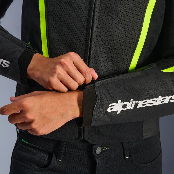 Alpinestars GP Force V2 Leather Airflow Black Yellow Fluo