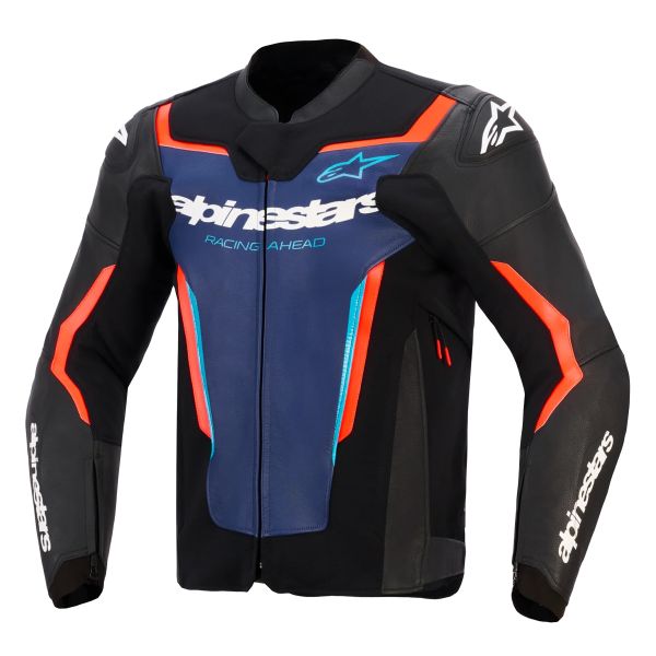 Motorradjacke Alpinestars GP Force V2 Leather Black Blue Red Fluo