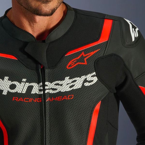 Alpinestars GP Force V2 Leather Black Red Fluo