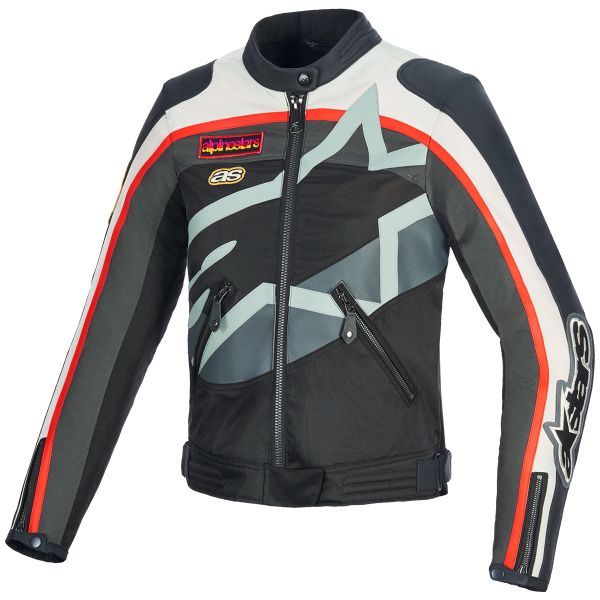 Motorradjacke Alpinestars Idles Off White Flame Red Black