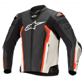 Motorradjacke Alpinestars Missile V2 Leather Black White Red Fluo