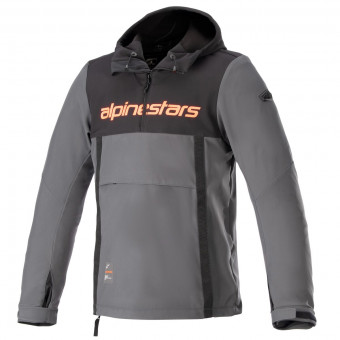 Motorradjacke Alpinestars Sherpa Hoodie Black Tar Grey Red Fluo